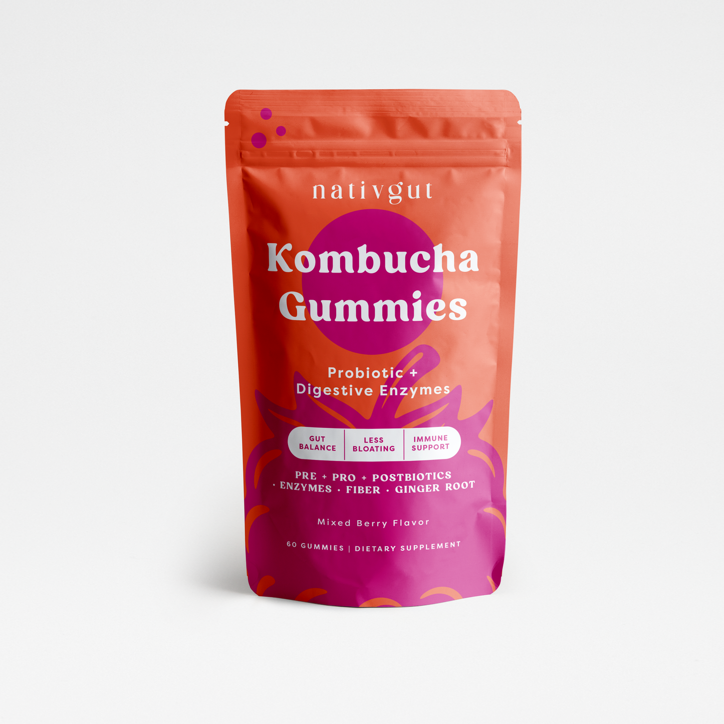 Kombucha Gummies With Probiotics & Digestive Enzymes - 60ct.
